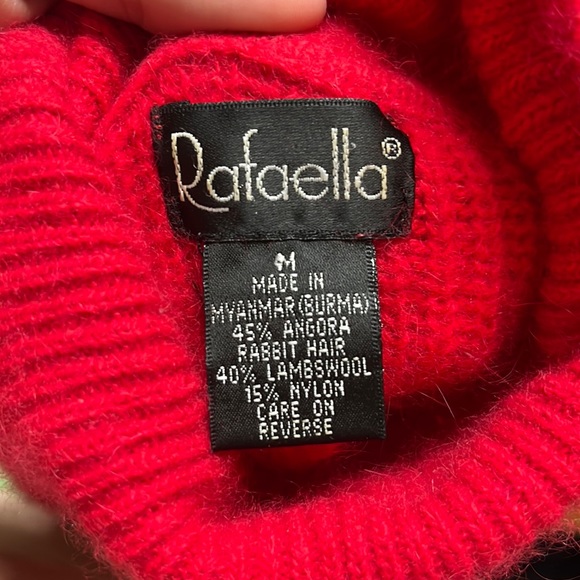 Rafaella Red Knit Sleeveless Turtleneck Angora Lambswool Sweater Size Medium - Picture 3 of 3